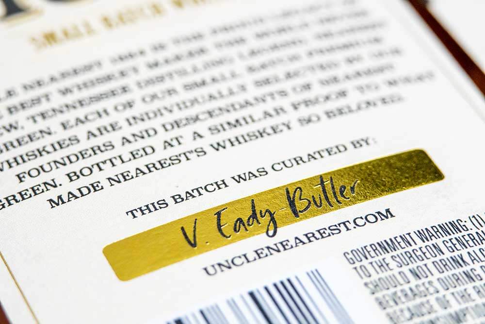 Victoria Eady Butler signature on back label