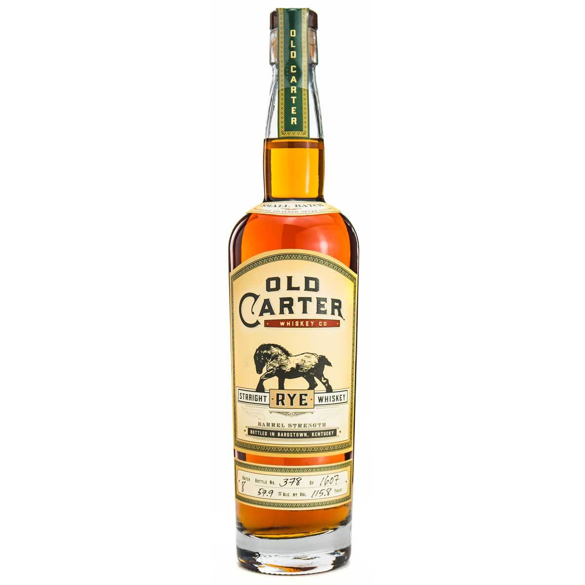 Old Carter Rye Whiskey bottle