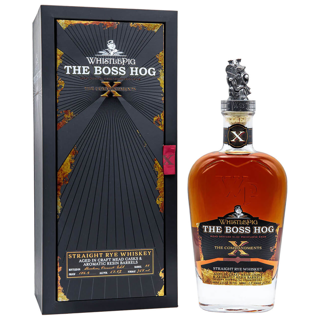 WhistlePig The Boss Hog X "The Commandments" bottle and packaging