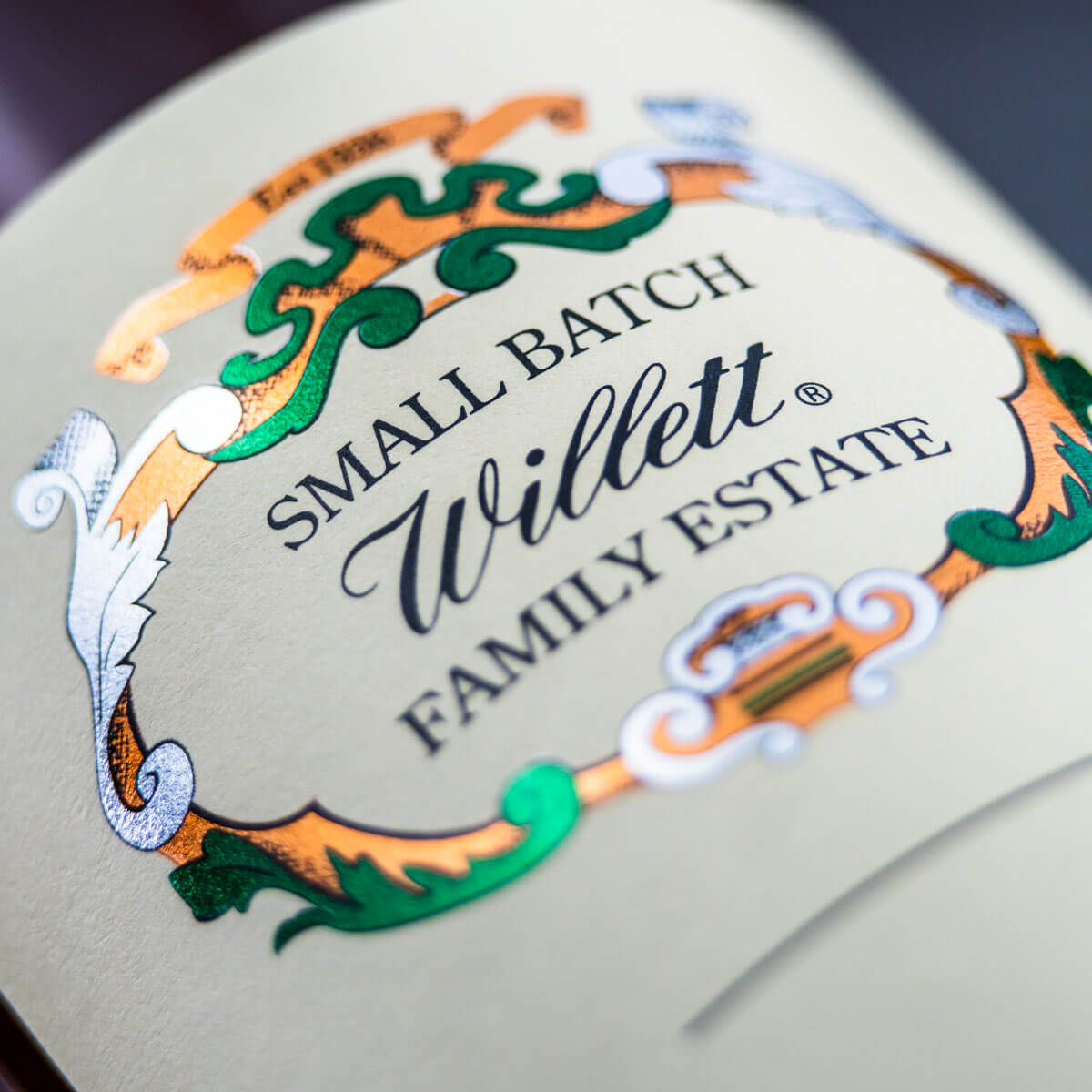 Back label detail specifying "small batch"