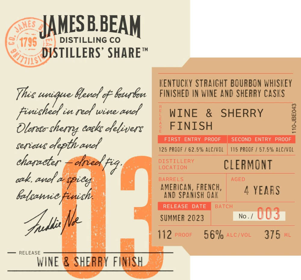 James B. Beam Distillers' Share 03 front label
