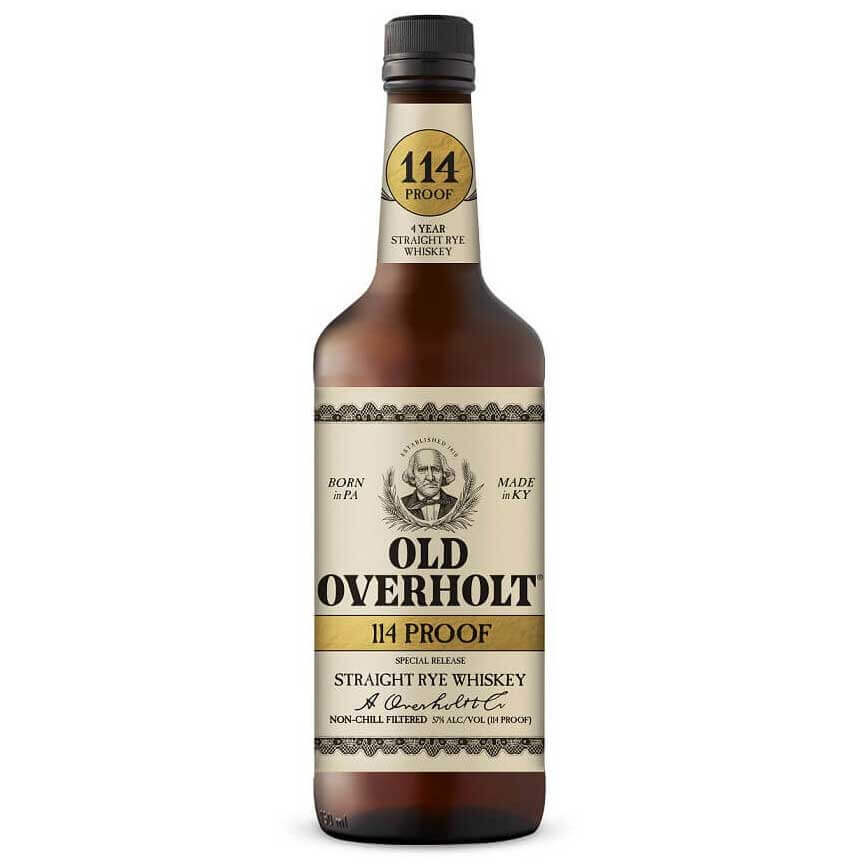 Old Overholt 114 Proof Rye Whiskey bottle